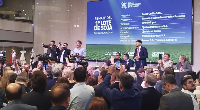 Se remató el primer lote de soja, a beneficio de Unicef: $ 1,8 millones la tonelada y lo compró un banco